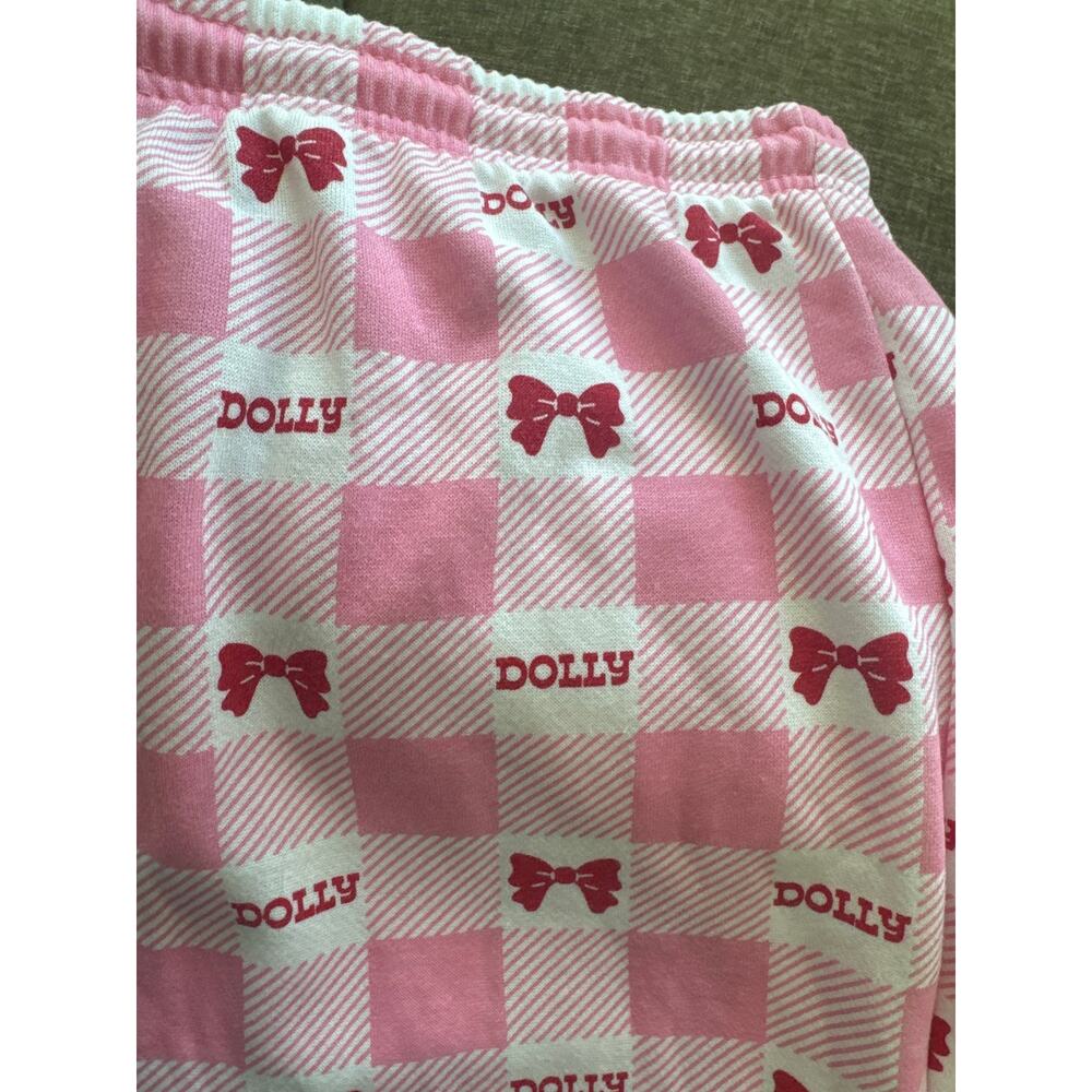 Dolly Parton Cozy Pink Gingham Bow Print Jogger Pajamas Size XXL Women - Picture 3 of 6